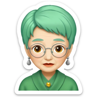 green haired grandma sticker