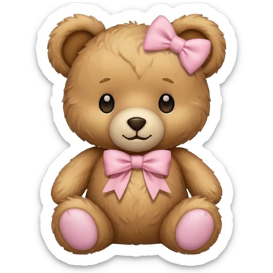 teddy bear with a light pink bow sticker