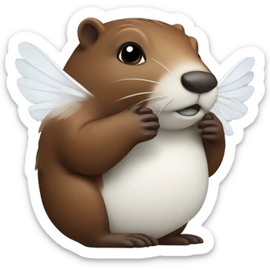 Beaver with white wings sticker