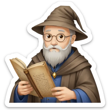 Old Scholar Wizard – gray beard, reading ancient scroll. sticker