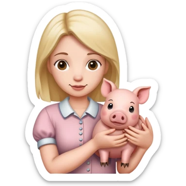 Schwein mit Frau am Hände halten  sticker