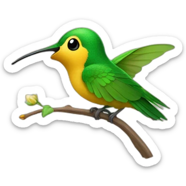 emoji de un colibrí acostado al lado de una niña que está durmiendo sticker