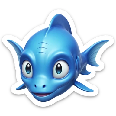 aquatic alien portrait, head and shoulders only, smooth blue skin, fin-like ears, glowing aqua eyes, liquid texture details, 3D cartoon, mobile game icon style, clean background, no text, no watermark
 sticker