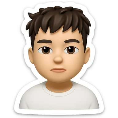 Convert this photo to a 3D emoji in Apple style, keeping the likeness and expression, with a clean background. The style should resemble Apple's emoji style with a 3D look and clean background. sticker