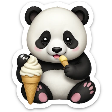 Panda eating ice cream sticker