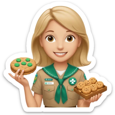 white girl scout selling cookie at Wendy’s big sticker