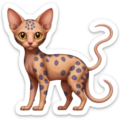 Lykoi-Sphynx-Rust-spotted-cat-fusion-hybrid-animal-creature, full body sticker