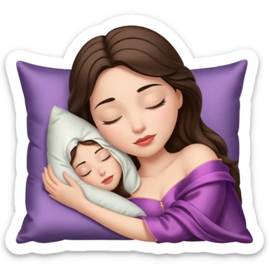sleeping beauty brunette white girl with a silk pillow sticker