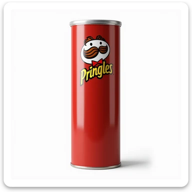 classic Pringles can, red tube, visible Pringles logo, isolated, no background, realistic style, natural details sticker