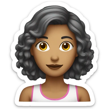 Uma mulher de cabelo médio usando o computador sticker
