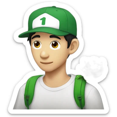 Fernanfloo con gorra de luigui y una rana sentada sobre su hombro sticker