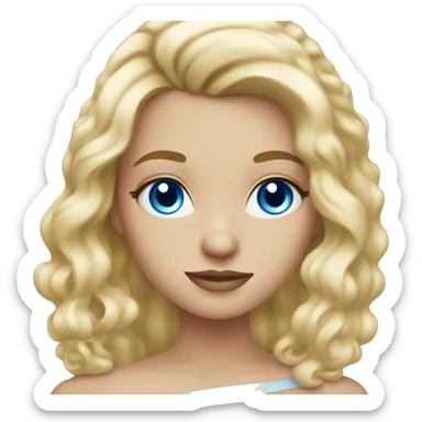 Nice blonde girl with mascara and blue eyes sticker