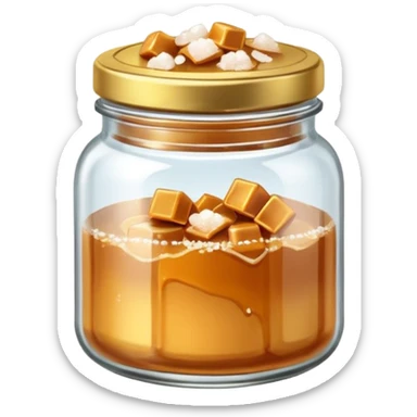 Salted caramel jar with small peaces of salt and without face emoji  sticker