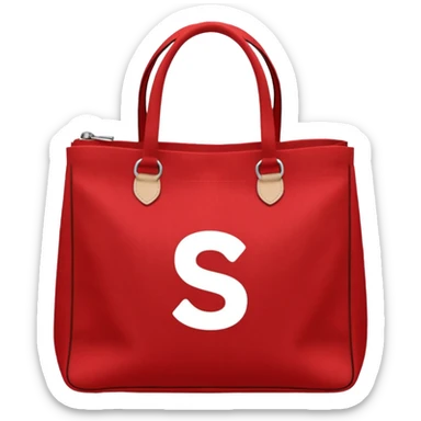 red bags with white logotype "S" sticker