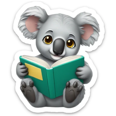 koala reading a book sticker