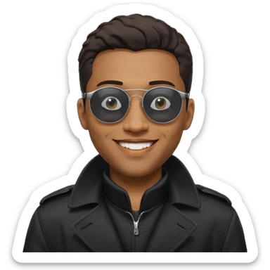 black man in black trenchcoat and matrix sunglasses sticker