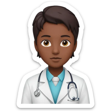 androgynous dark tone skin physician, NO stethoscope around neck sticker