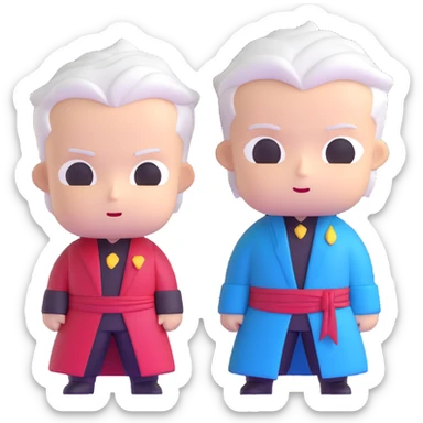 Cute chibi Dante and Vergil from Devil May Cry, big heads, small bodies, childlike proportions sticker
