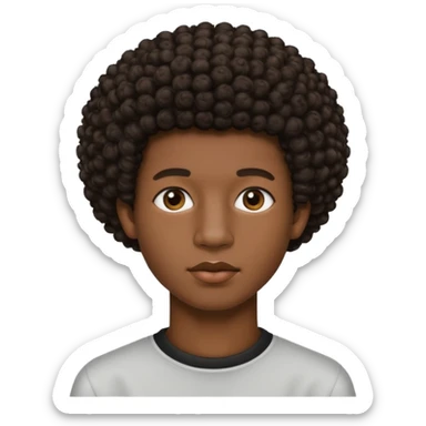 Une homme de 17 ans il a la peau noir foncé , des lèvres pulpeuses  . Il a un taper bouclé afro court  sticker