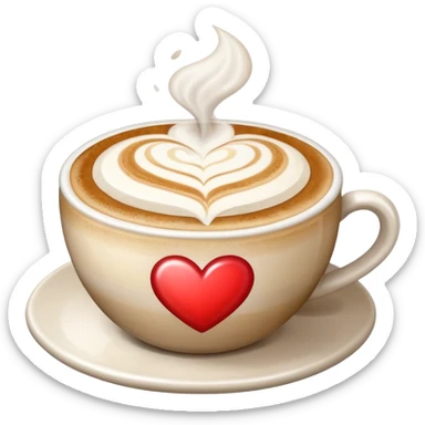 steaming cappuccino with a heart on top sticker