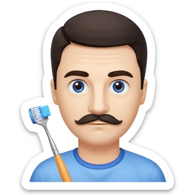 oval face with fair skin. His eyes were blue, and his eyebrows were dark and somewhat bushy. Above his upper lip he wore a small brush-like moustache, known as a "toothbrush moustache." His hair was dark and sticker