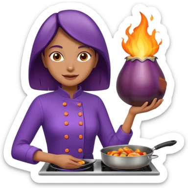Seductively cooking an eggplant. It is getting hot in here. 🔥  sticker