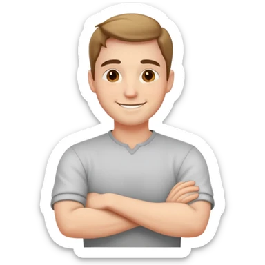 arms crossed around neck guy laughing  sticker