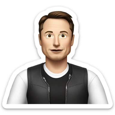 Elon Musk holding a number Zero in the right hand, and a One in his right hand sticker