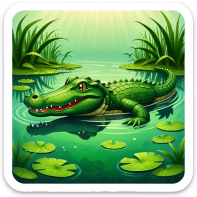 Alligator swimming in a swamp sticker
