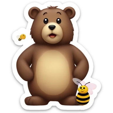 Bear in love with one bee  sticker
