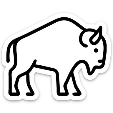 simple bison icon, minimalist and bold, clean black outlines, no fill, modern icon style sticker