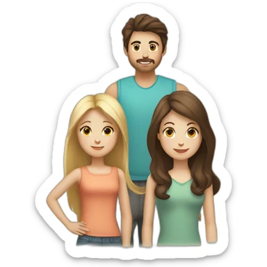 White family, 1 mom with dark hair, 1 boy with Brown hair, 2 girl with long blond hair sticker