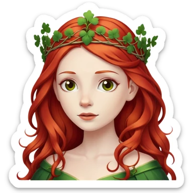irish princess with crown of vines and red hair sticker