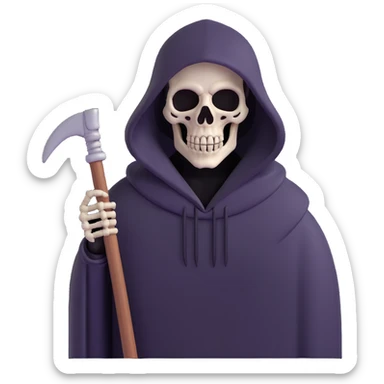 hooded grim reaper with skeletal face sticker