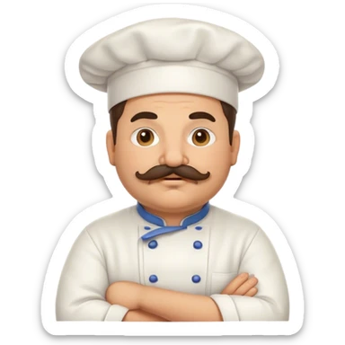 a very chubby italian chef with mustache sticker
