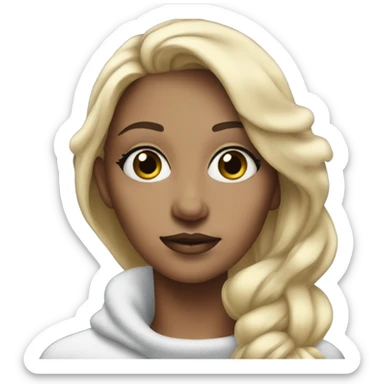 blonde woman with snow powder under her nose and huge eyes  sticker