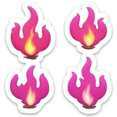 pink fire flames vector art sticker