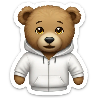 Teddy Bear wearing a white sweatshirt  sticker