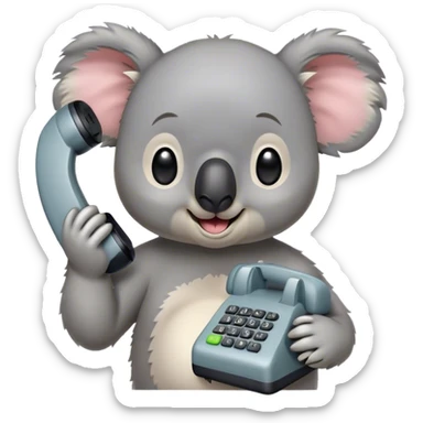 A phone emoji with phone being called by koala sticker