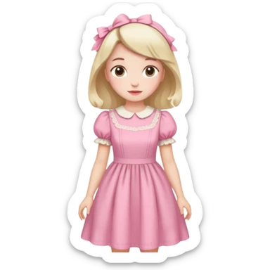 Cottagecore style ultra cute vintage material pink dress sticker
