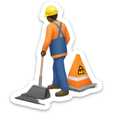 Worker paving a road  sticker