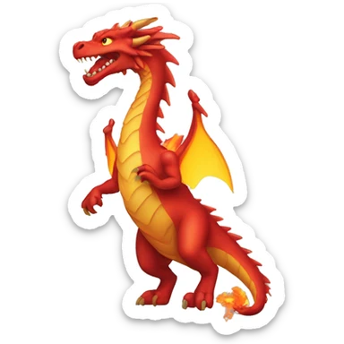 Dragón rojo escupiendo fuego  sticker