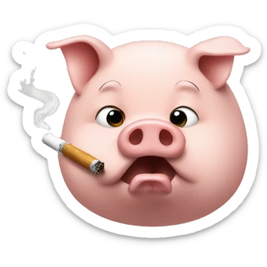 Pig smoking a cigarette  sticker