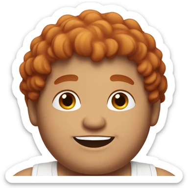 Bading redish curly few hair guy with corners in the hair chubby smiling sticker