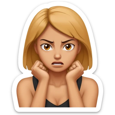 angry woman with her hands around her neck sticker