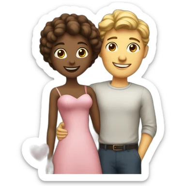 lovely couple with hearts outside sticker