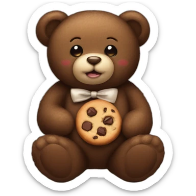 Teddy bear with chocolate cookie sticker