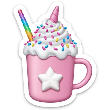 Make a pink unicorn hot cocoa sticker