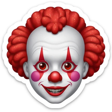 red glitter clown with the neutre facial expression sticker