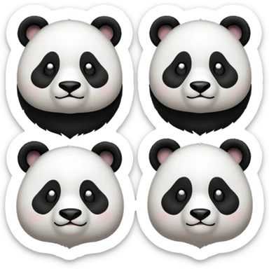 I want 3 panda emojis. One facing right, next one right going up, next one right going down sticker
